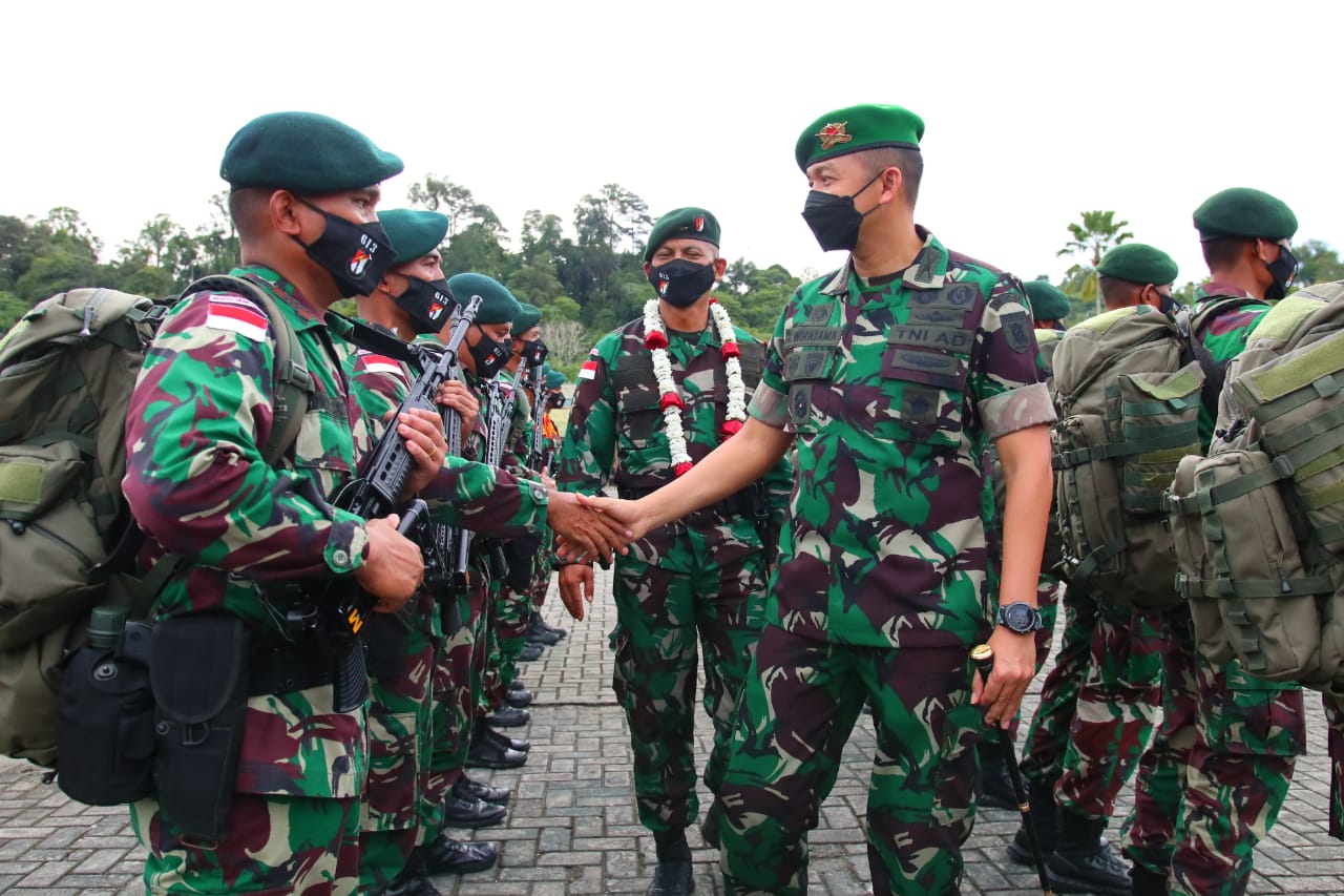 Danbrigif 24/Bulungan Cakti Pimpin Penyambutan Purna Tugas Satgas Yonif Raider 613/Raja Alam