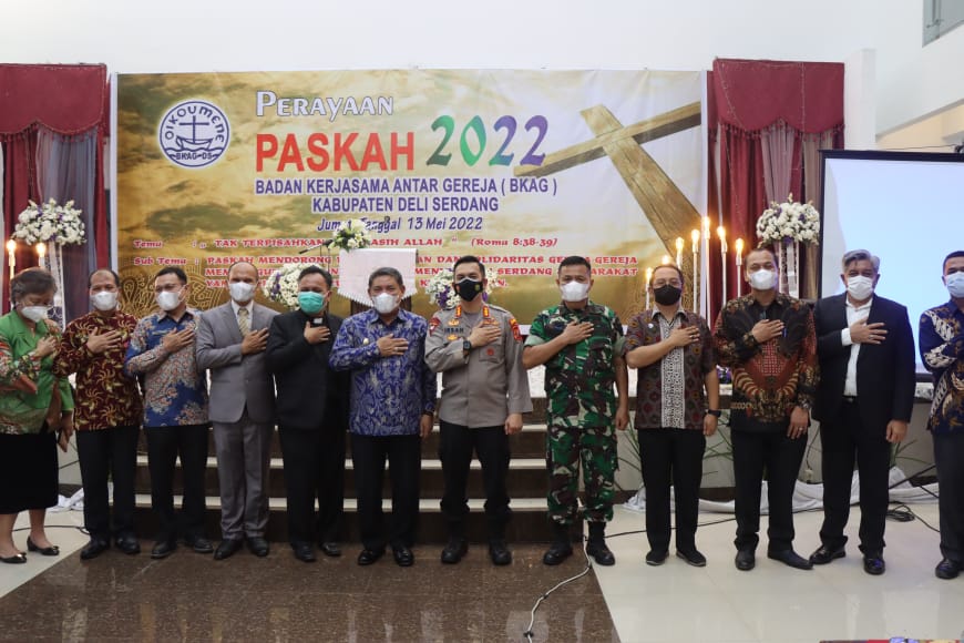 Kapolresta Deli Serdang Hadiri Perayaan Paskah Oikumene Umat Kristiani Deli Serdang