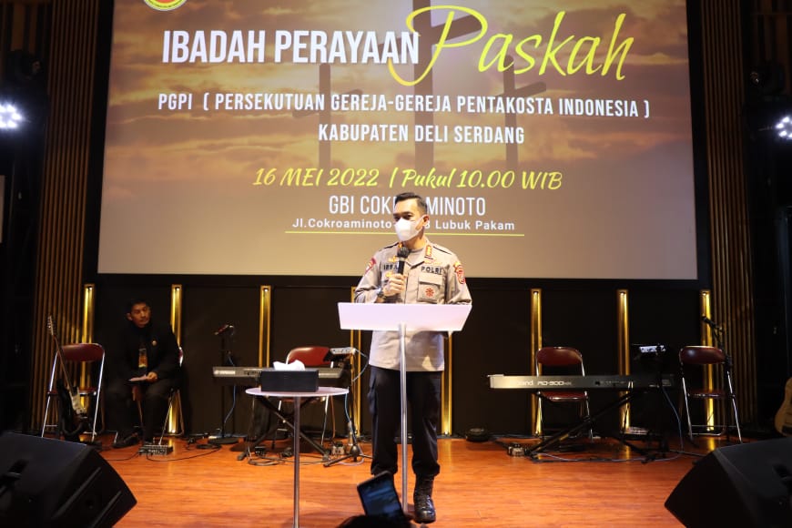 Kapolresta Deli Serdang Hadiri Perayaaan Paskah Persekutuan Gereja-Gereja Pentakosta Indonesia Deli Serdang