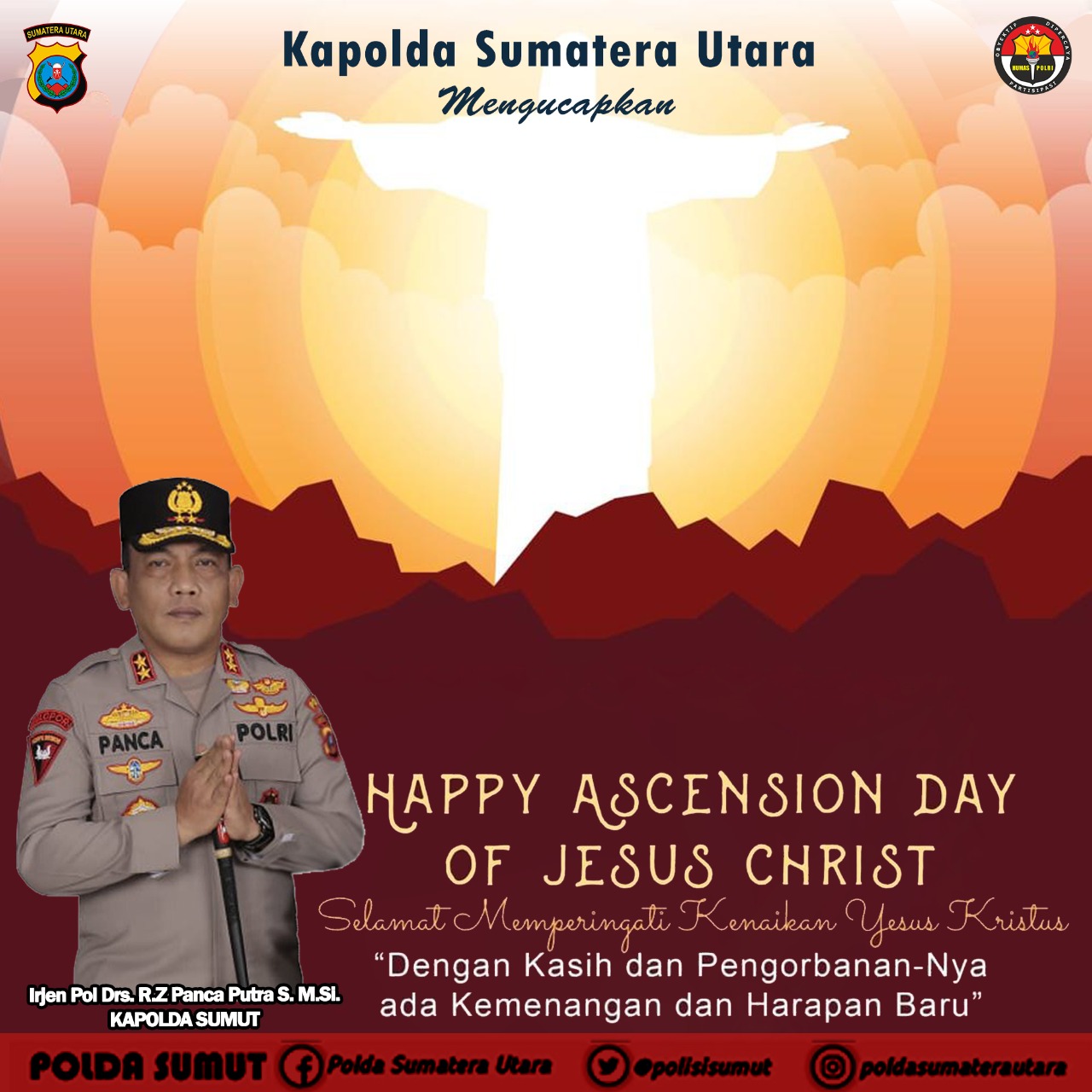 Kapolda Sumut Ucapkan Selamat Memperingati Kenaikan Isa Almasih