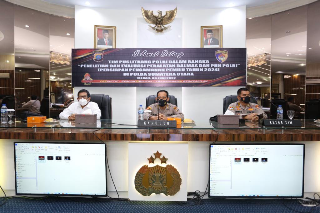 Evaluasi Peralatan Dalmas dan PHH, Tim Puslitbang Polri Kunjungi Polda Sumut