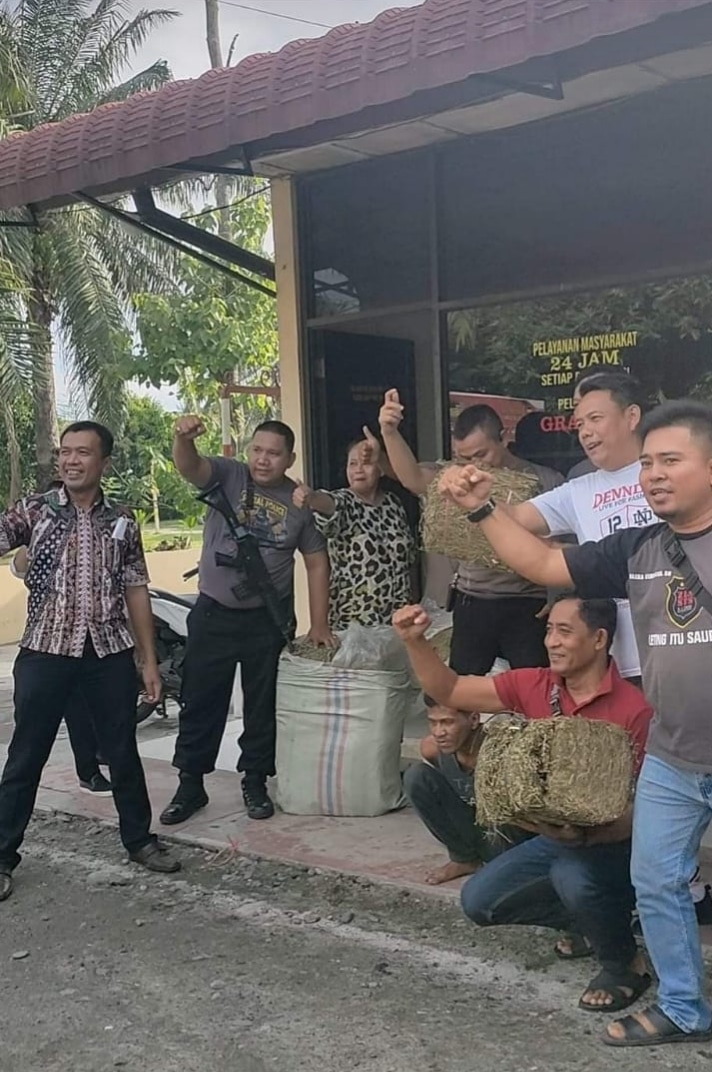 Polsek Tebing Tinggi Berhasil Tangkap Pelaku dan 3 Goni Ganja Di Pintu Tol
