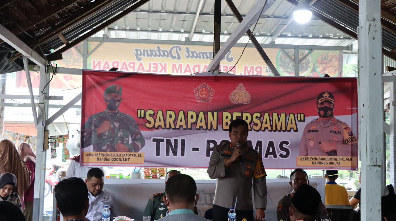 KAPOLRES BINJAI SARAPAN BERSAMA TNI POLRI DAN MASYARAKAT