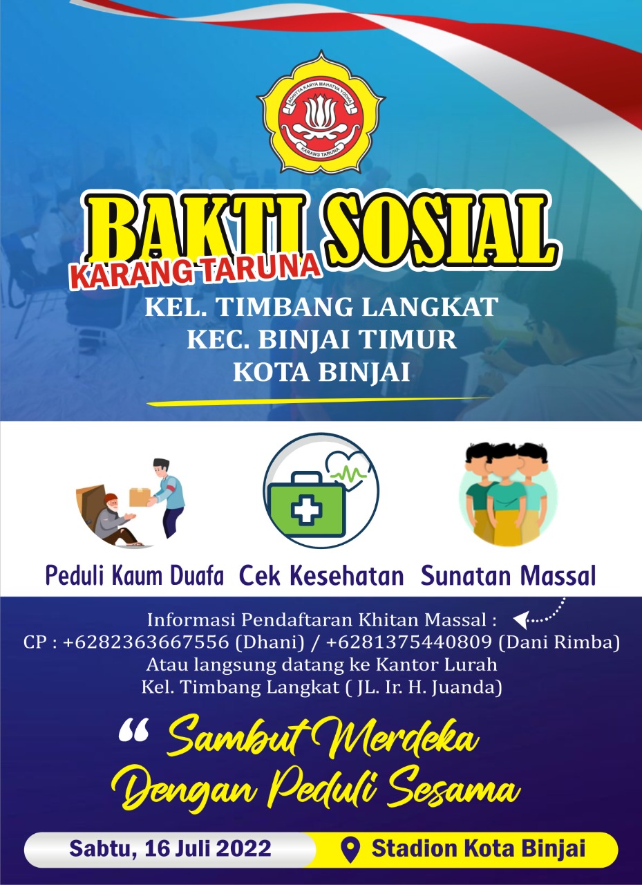 Darma Putra Rangkuti Beri Santunan Sunatan Massal Karang Taruna Kota Binjai di Kelurahan Timbangan Langkat