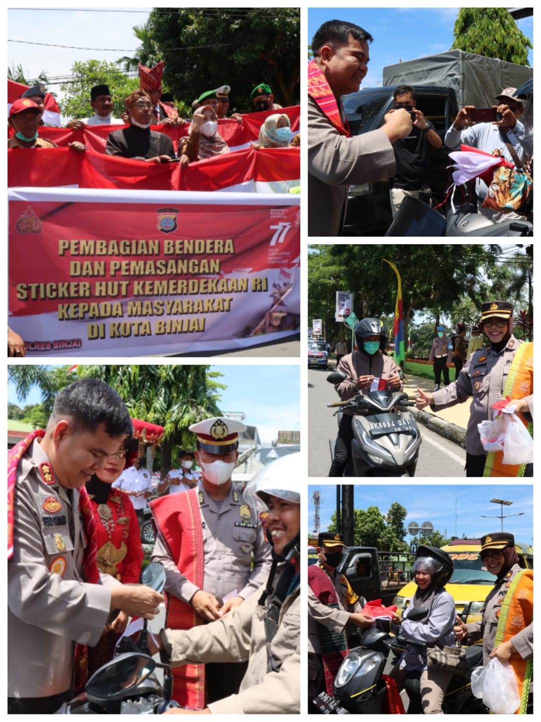 KAPOLRES BINJAI BERSAMA FORKOPIMDA BAGI – BAGI MERAH PUTIH KEPADA PENGEMUDI