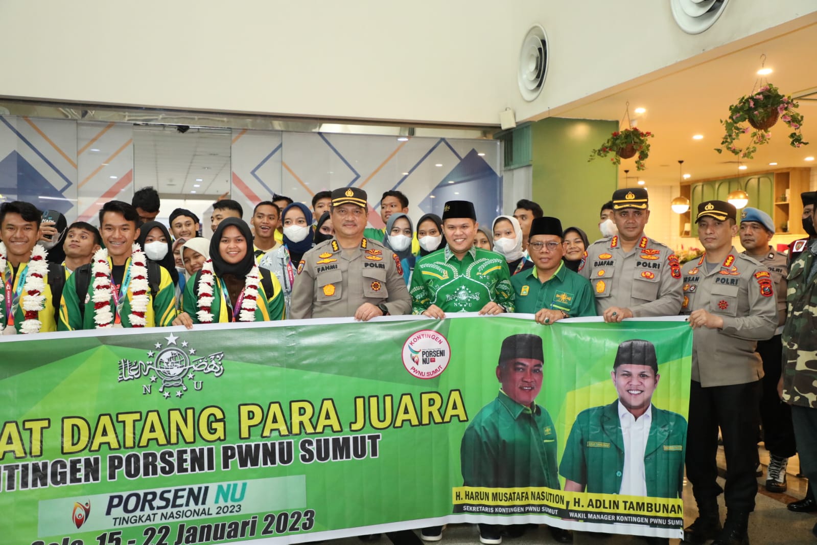 Polda Sumut Sambut Kontingen Porseni PWNU Raih Juara Umum Lima Besar di Kualanamu