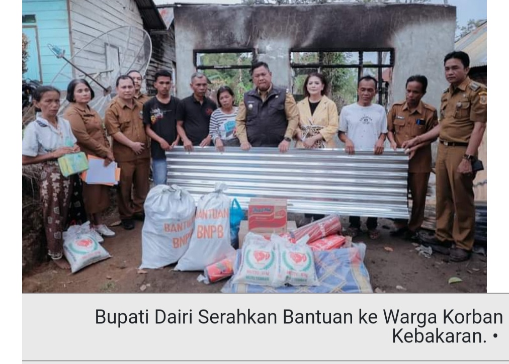 Bupati Dairi Serahkan Bantuan ke Warga Korban Kebakaran di Desa Juma Siulok