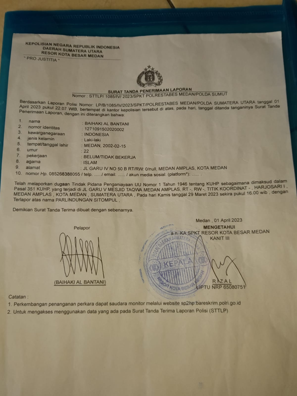 Parlindungan Sitompul Mencekik Leher Pemuda Baihaki di Teras Mesjid.