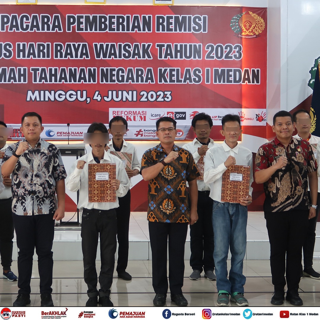 Khusus Hari Raya Waisak 2023, 21 Orang Warga Binaan Rutan Kelas I Medan Kumham Sumut Mendapat Remisi Oleh Kanwil Kemenkumham