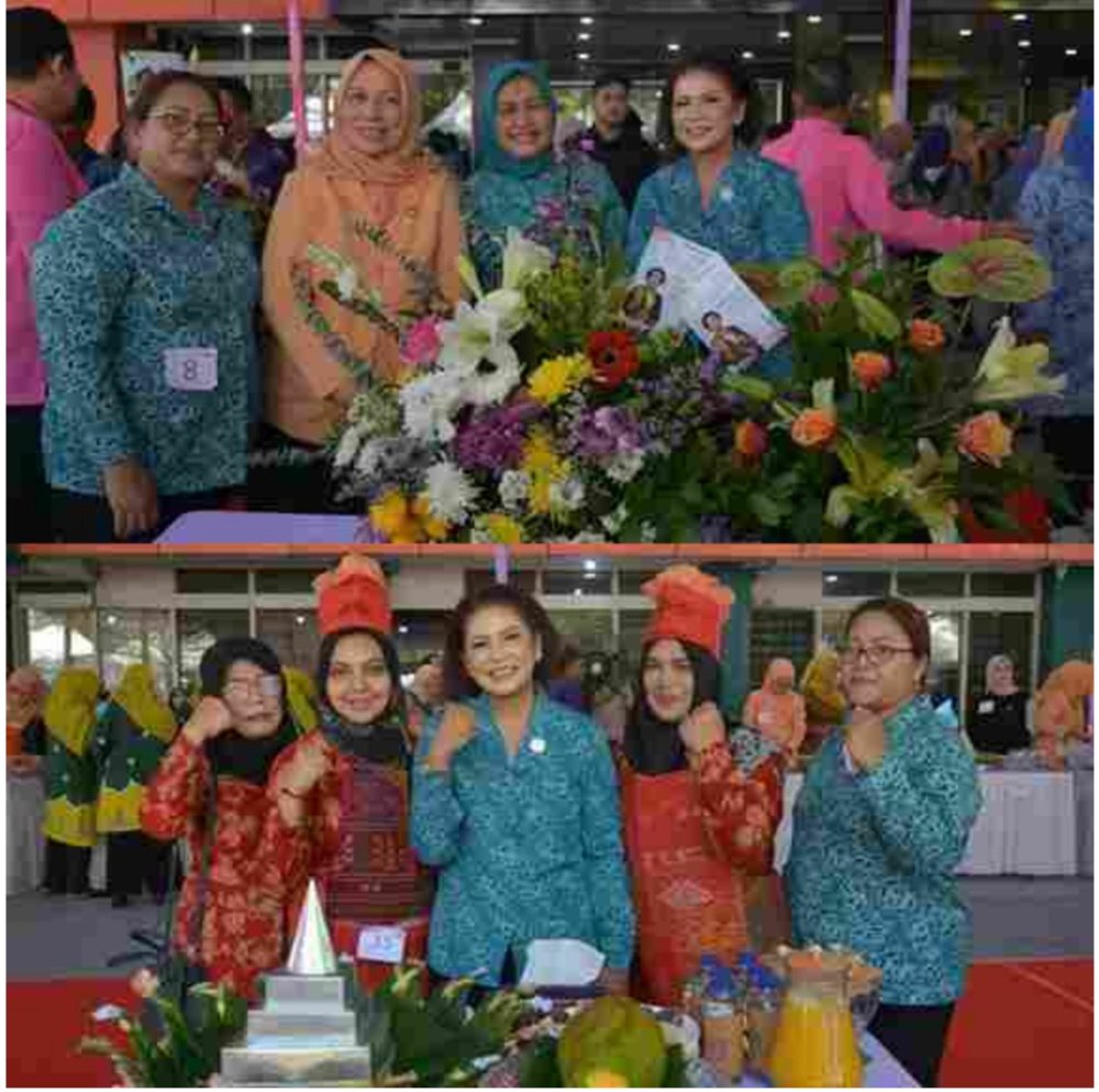 PKK dan Dharma Wanita Dairi Ikuti Lomba Merangkai Bunga dan Menghias Makanan Pelleng