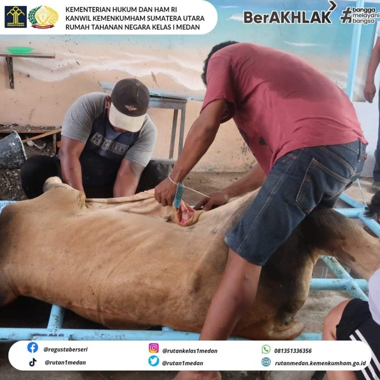Rutan Kelas I Medan Kumham Sumut Menyembelih 13 Ekor Hewan Kurban