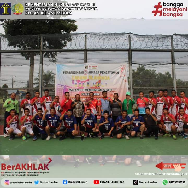 Pertandingan Olahraga Bola Voly Antar UPT Kanwil Kemenkumham Sumut Berlangsung Sukses
