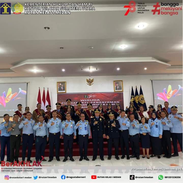 Rutan Kelas I Medan Kanwil Kemenkumham Sumut Ikuti Prosesi Wisuda Purnabakti Pengayoman