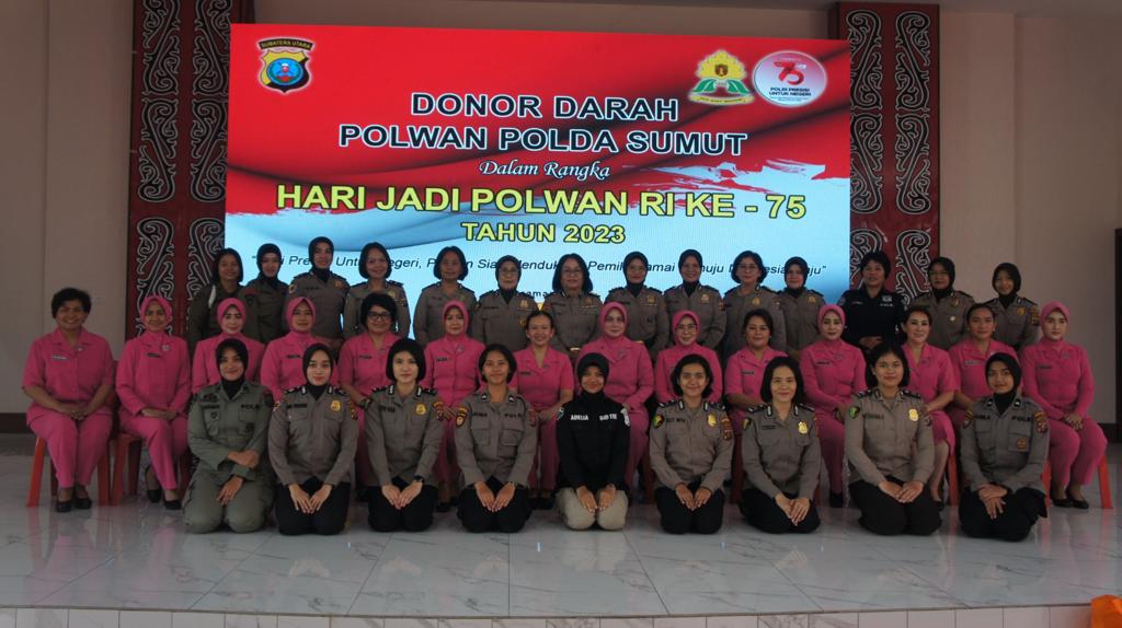Sambut HUT Ke-75, Gabungan Polwan Polda Sumut Gelar Donor Darah