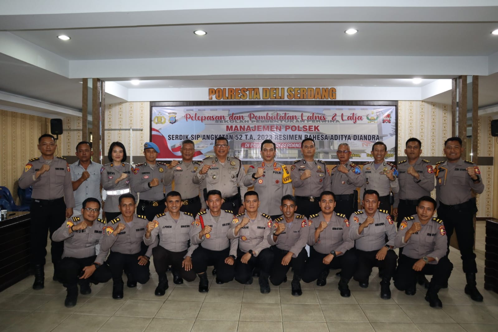 Kapolresta Deli Serdang Pimpin Kegiatan Pelepasan dan Pembulatan Latnis dan Latja Manajemen Polsek oleh Serdik SIP Angkatan 52