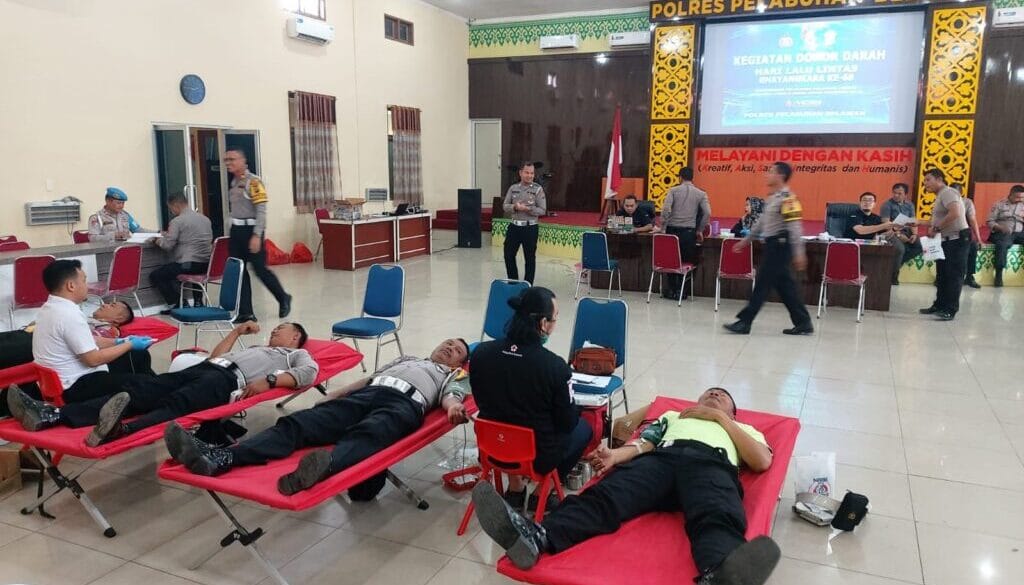 Sambut Hari Lalu Lintas Bhayangkara Ke-68 Sat Lantas Polres Pelabuhan Belawan Gelar Kegiatan Donor Darah