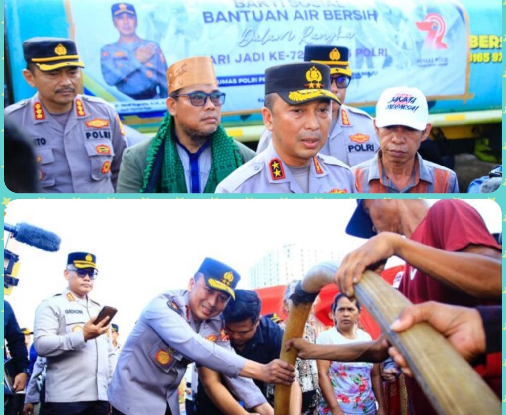 Dalam Rangka Hari Jadi Ke-72 Humas Polri, Divhumas Polri Menggelar Bakti Sosial Pembagian Air Bersih