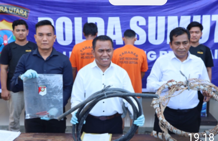 Sat Res Krim Polres Serdang Bedagai, Amankan Dua Tersangka Kasus Pencurian Kabel Penerangan Jalan Tol