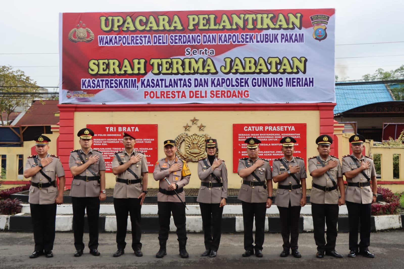 Kapolresta Deli Serdang Pimpin Upacara Pelantikan Wakapolresta Deli Serdang Dan Kapolsek Lubuk Pakam Serta Pimpin Sertijab Kasat Reskrim, Kasat Lantas Dan Kapolsek Gunung Meriah