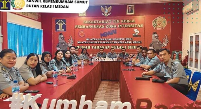 Rutan I Medan Kumham Sumut Ikuti Kegiatan Monev Standar Pelayanan dan Standar Operasional Prosedur (SOP) Secara Virtual