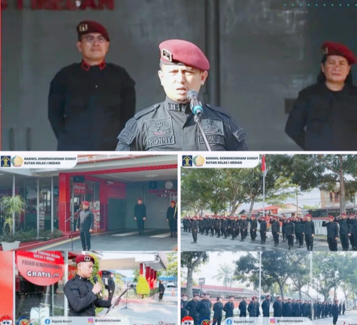 Rutan Kelas I Medan Kumham Sumut Gelar Giat Apel Pagi Rutin Optimalkan Pelayanan wujudkan WBK