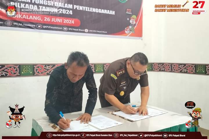 KPU Pakpak Bharat Melaksanakan Penandatanganan Perjanjian Kerjasama Dengan Kejaksaan Negeri Dairi