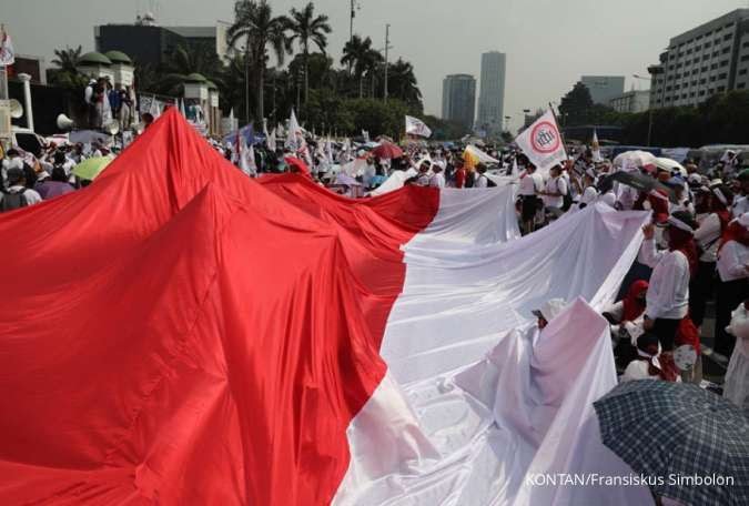 Garuda Pancasila Berlatar Belakang Warna Biru Merupakan Simbol Perlawanan Massa Saat Gelombang Demo di Indonesia.