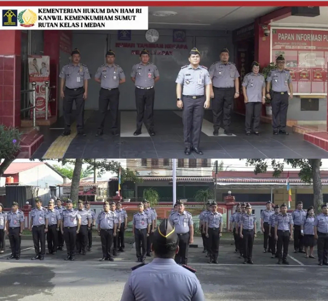 Rutan Kelas I Medan Kumham Sumut Melaksanakan Giat Apel Pagi Rutin