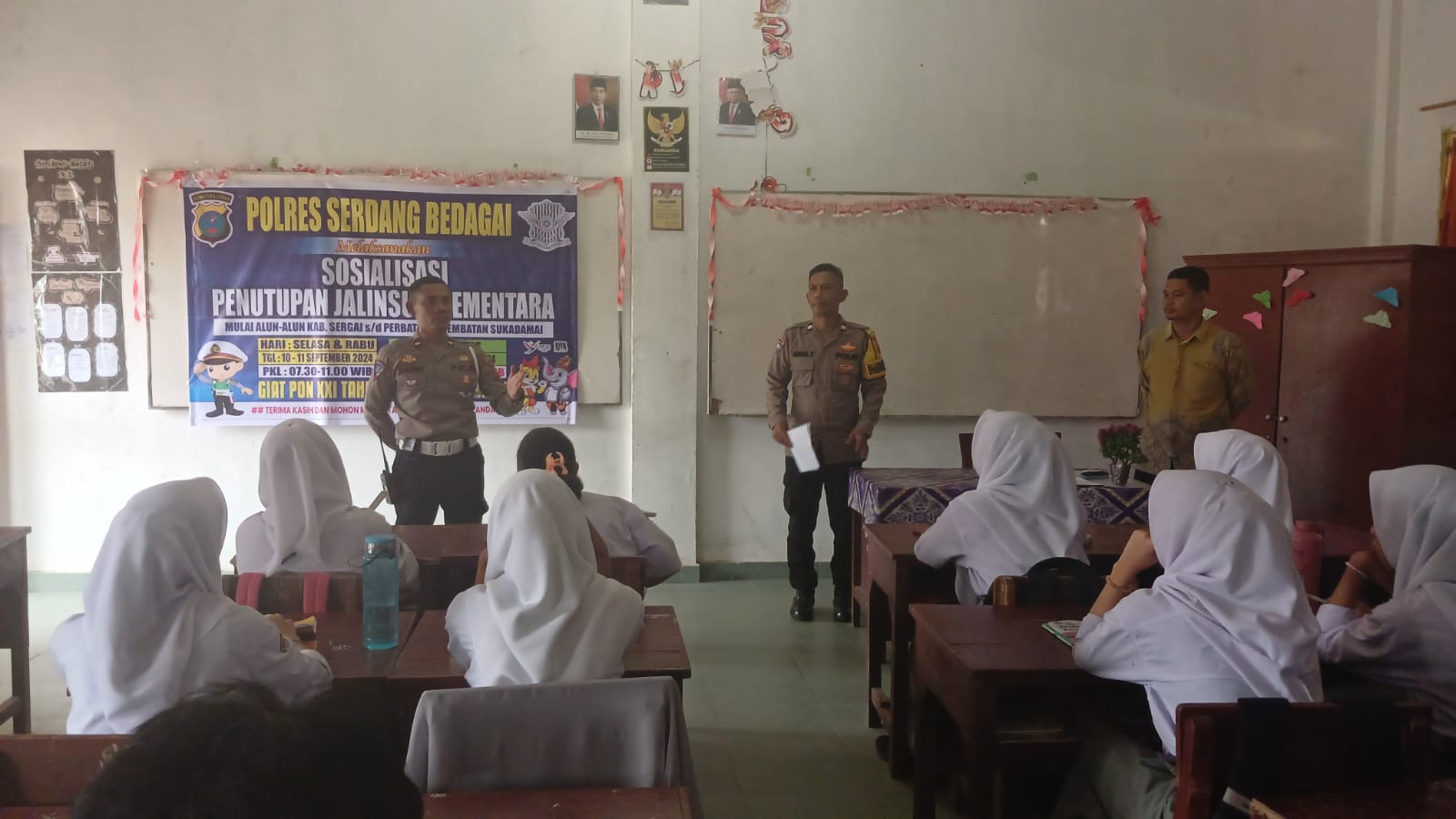 Satlantas Polres Sergai Sosialisasi Pengalihan Arus Lalin dan Penutupan Jalan Sementara Adanya Giat PON Ke XXI 2024