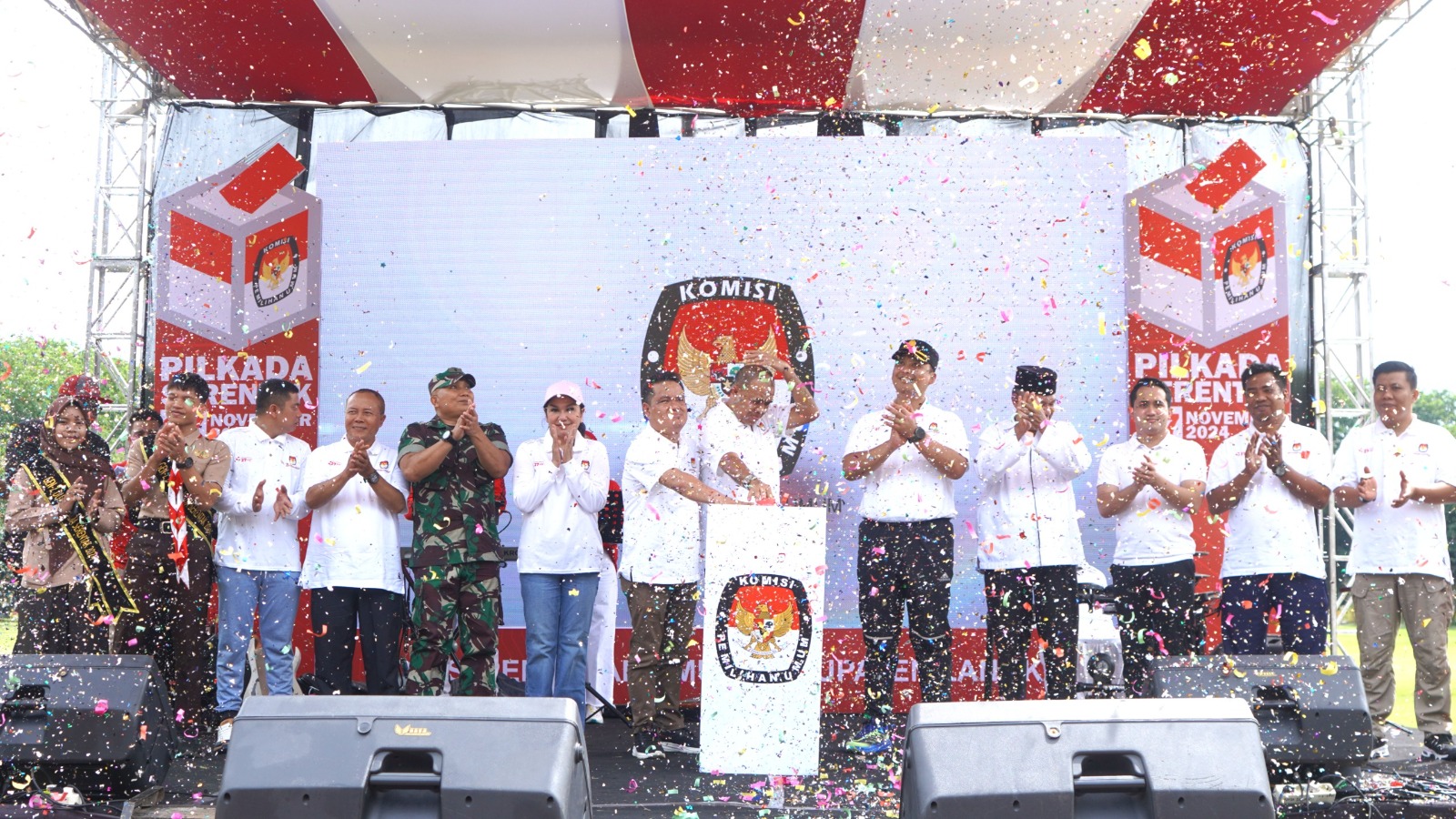 Kapolres Langkat Hadiri Peluncuran Jingle Dan Maskot Pilkada 2024 Serta Senam Sehat Menuju Pilkada Damai