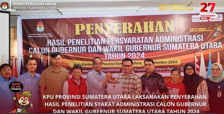 KPU Sumut Gelar Penyerahan Hasil Penelitian Syarat Administrasi Calon Gubernur dan Wakil Gubernur