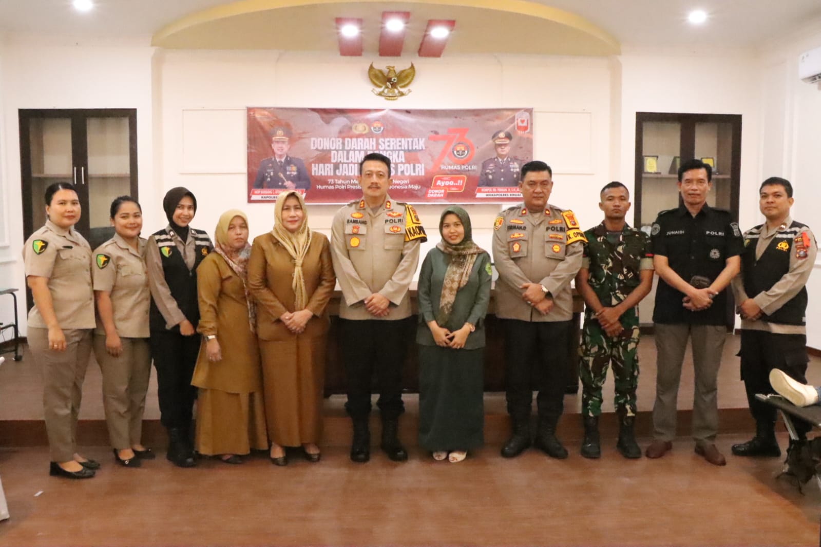 Menyambut Hari Jadi Humas Polri Ke-73, Polres Binjai Giat Donor Darah Serentak