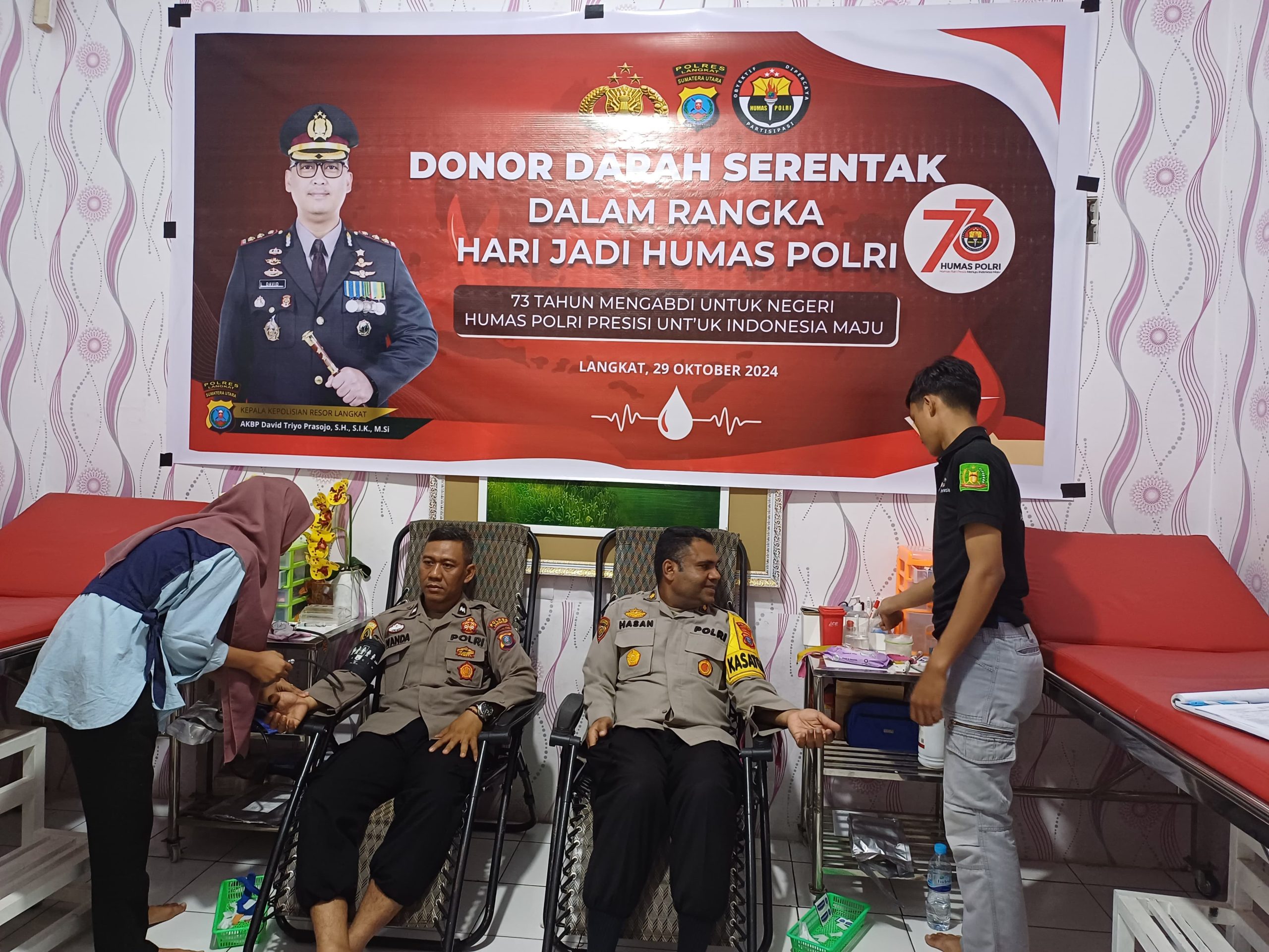 Polres Langkat Laksanakan Donor Darah di Hari Jadi Humas Polri ke-73