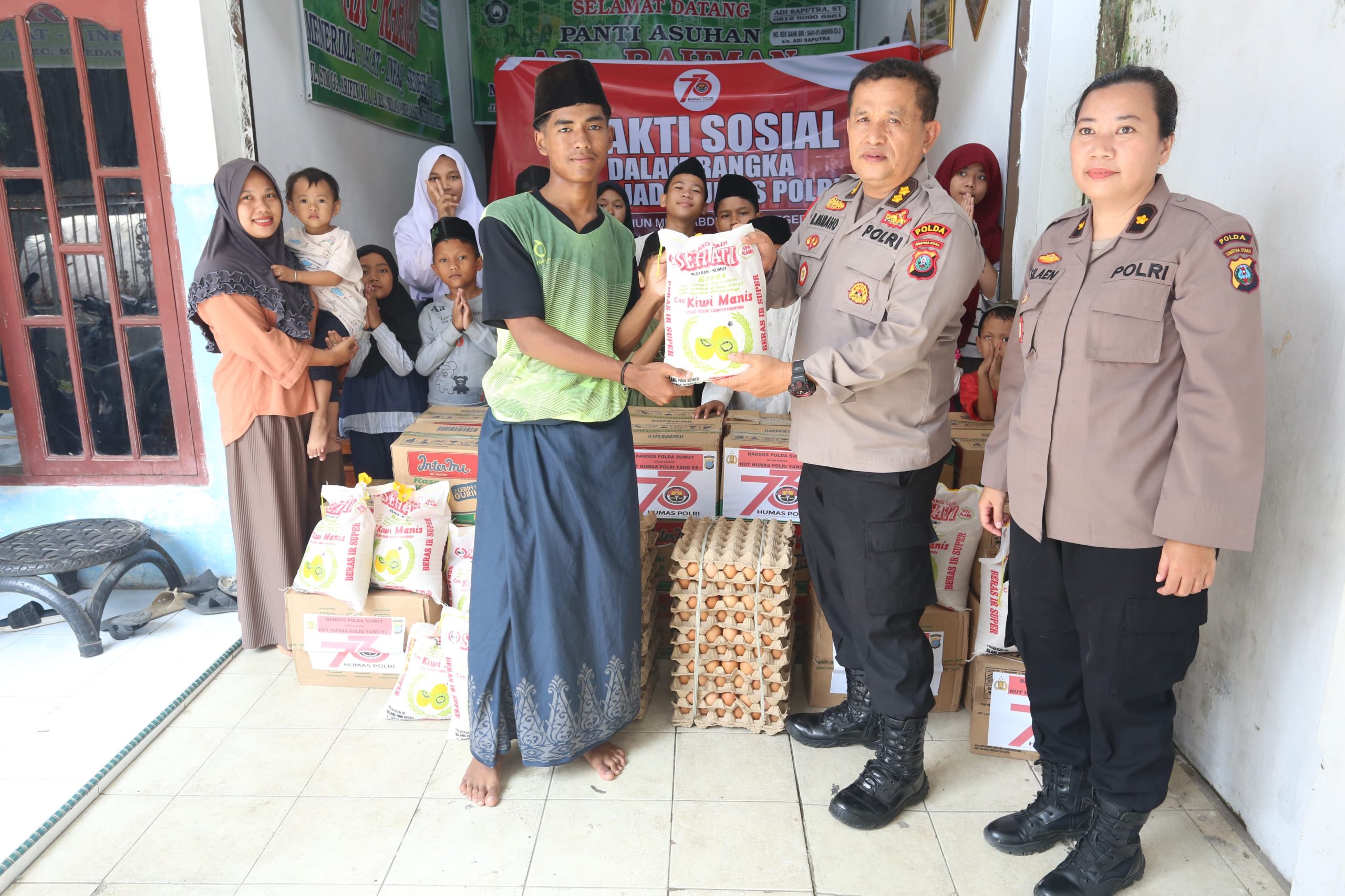 HUT Humas Polri ke-73, Humas Polda Sumut Donor Darah, Sambangi Panti Asuhan dan Kunjungi Wartawan Sakit
