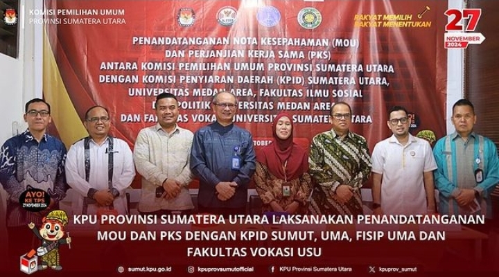 KPU Sumut Penandatanganan MoU dengan KPID Sumut, UMA, USU