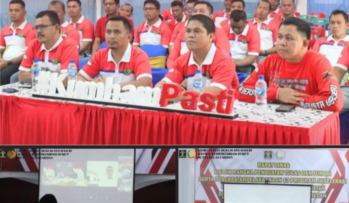 Rutan Kelas I Medan Kumham Sumut Ikuti Pengarahan Menteri Imigrasi Dan Pemasyarakatan
