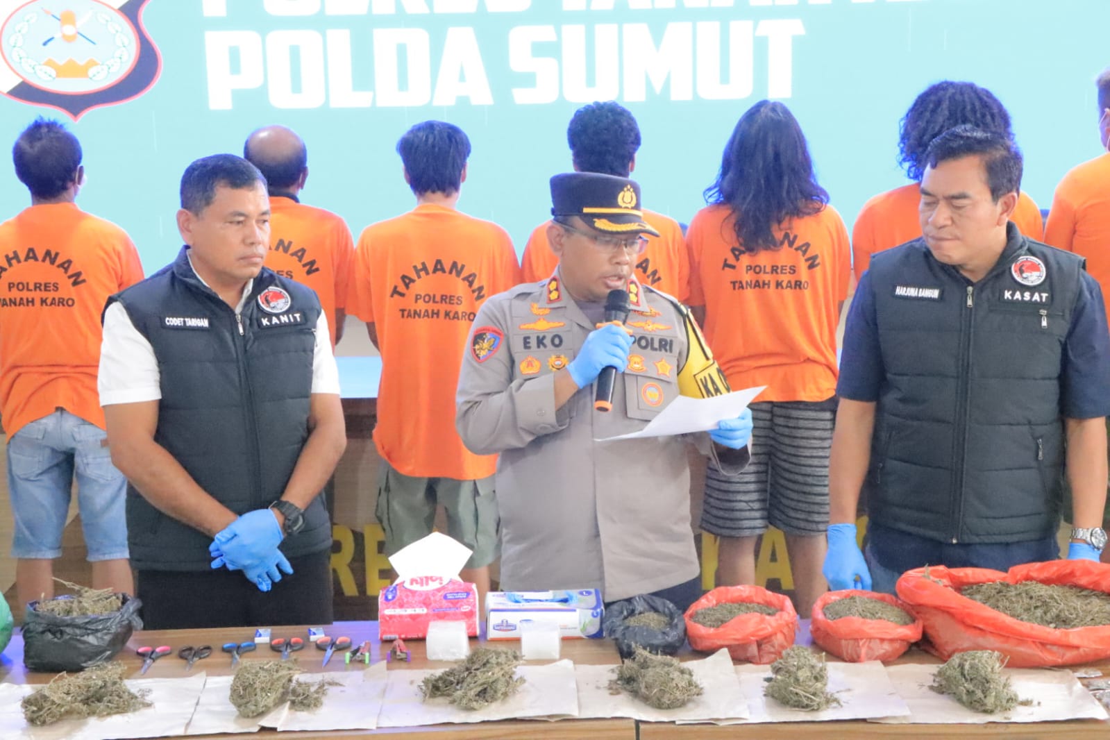 Polres Tanah Karo Tangkap 7 Pelaku Jaringan Narkotika, Sita 5 Kg Ganja Siap Edar