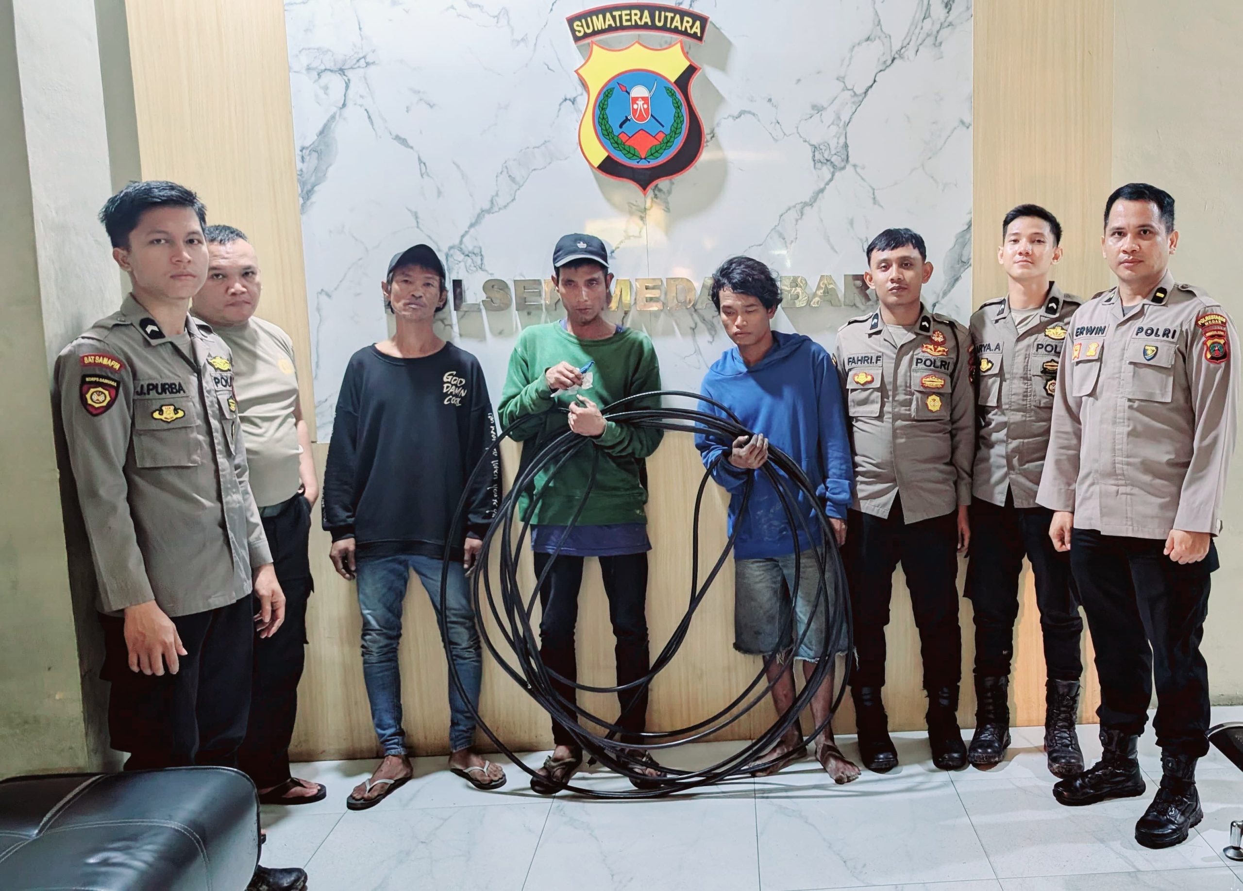 Sigap! Tiga Pelaku Pencurian Kabel Telkom Diamankan Tim Patroli Medan