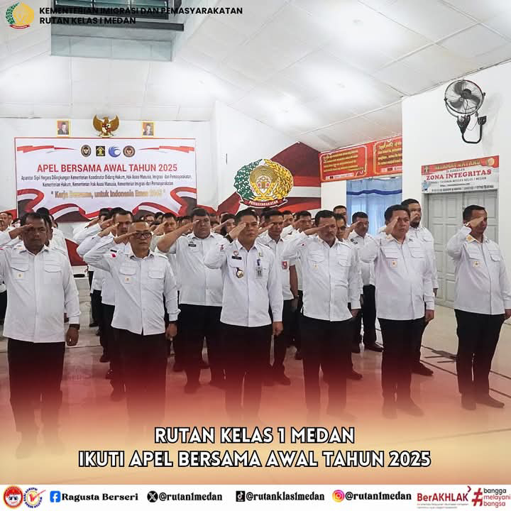 Rutan Kelas I Medan Kumham Sumut Ikuti Apel Bersama Awal Tahun 2025