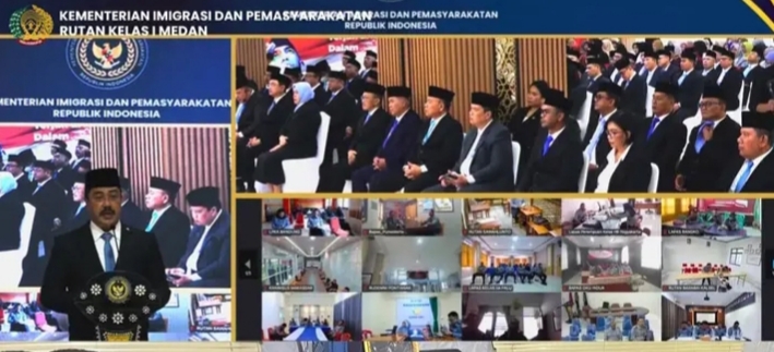 Rutan Kelas I Medan Kumham Sumut Ikuti Zoom Pelantikan Pimti Pratama Kementerian Imigrasi dan Pemasyarakatan