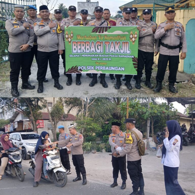 Polsek Perbaungan Polres Sergai Berbagi Takjil Kepada Warga Yang Akan Berbuka Puasa