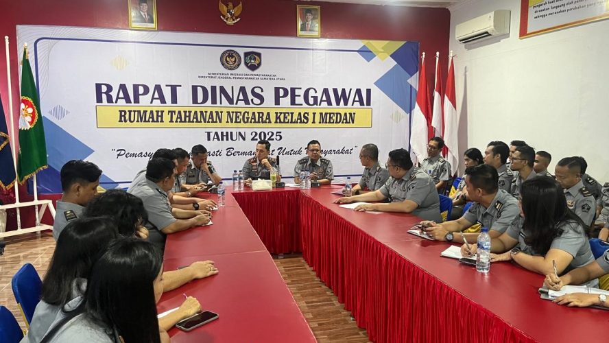 Rutan Kelas I Medan Kumham Sumut Gelar Rapat Dinas, Evaluasi Kinerja Masing-Masing Seksi