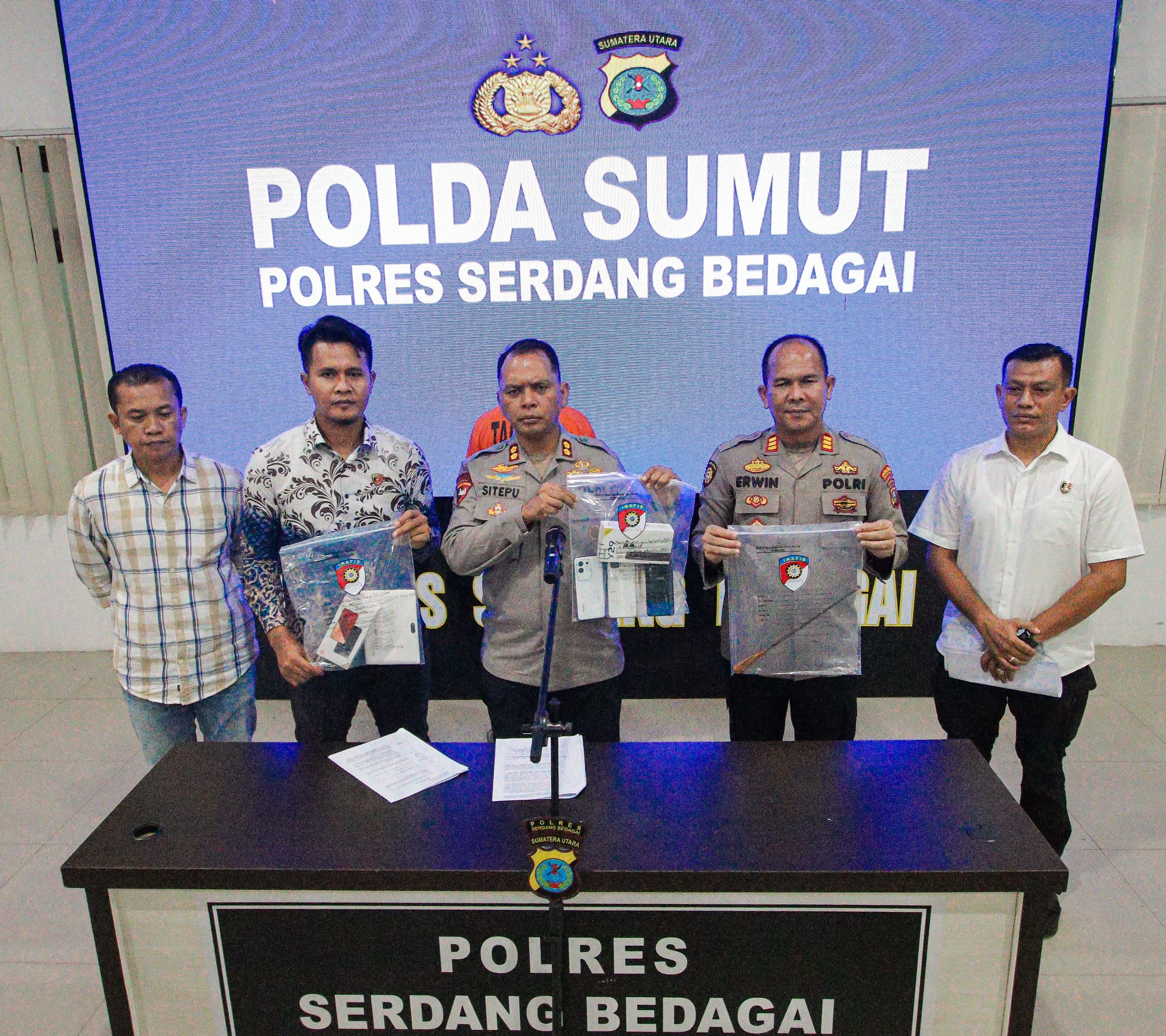 Polres Sergai Gelar Press Release, Ungkap Kasus Curas, 1 Tersangka Ditembak, 2 Tersangka Buron