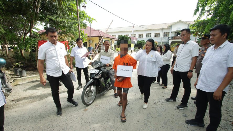 Polsek Firdaus Polres Sergai Rekonstruksi 17 Adegan Tukang Ojek di Begal