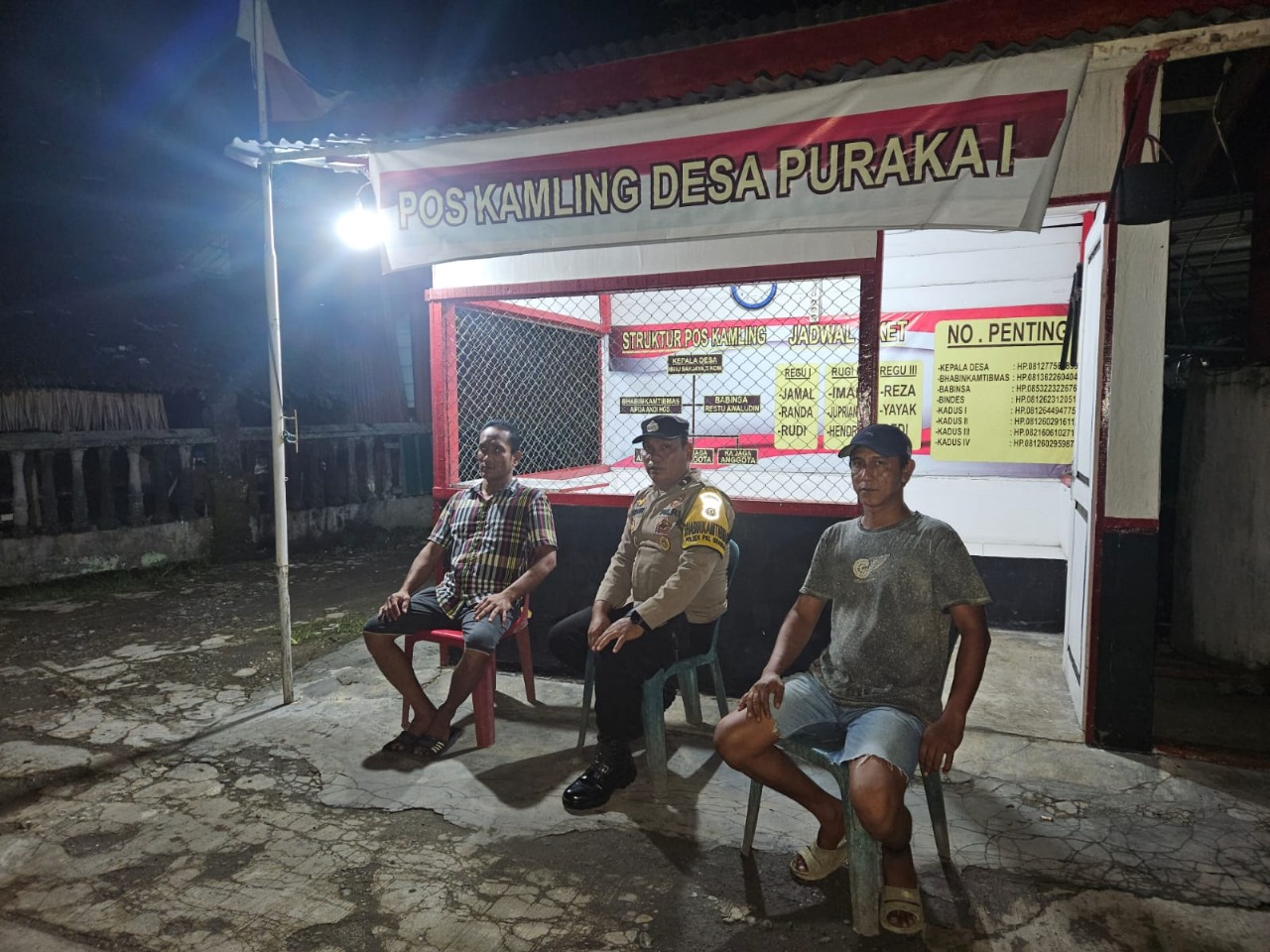 Bhabinkamtibmas Polsek Pangkalan Berandan Aktifkan Kembali Peran Satkamling Demi Cegah Gangguan Kamtibmas di Desa Puraka I