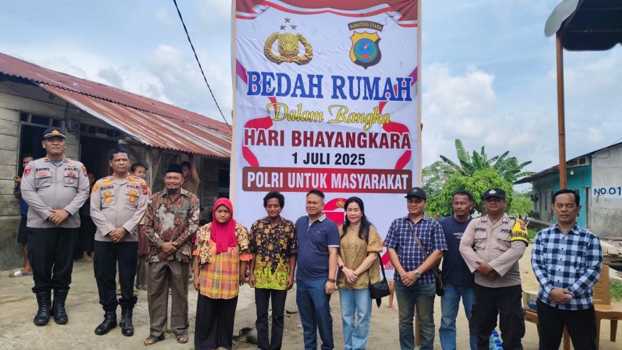 Polda Sumut Perbaiki Rumah Warga Miskin di Namorambe Dalam Peringatan HUT Bhayangkara Ke-79