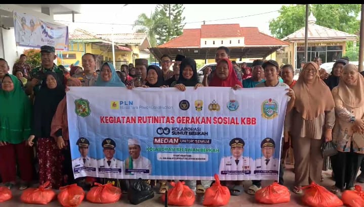 Kolaborasi Belawan Berkah Kembali Memberikan Bantuan Ratusan Paket Sembako.