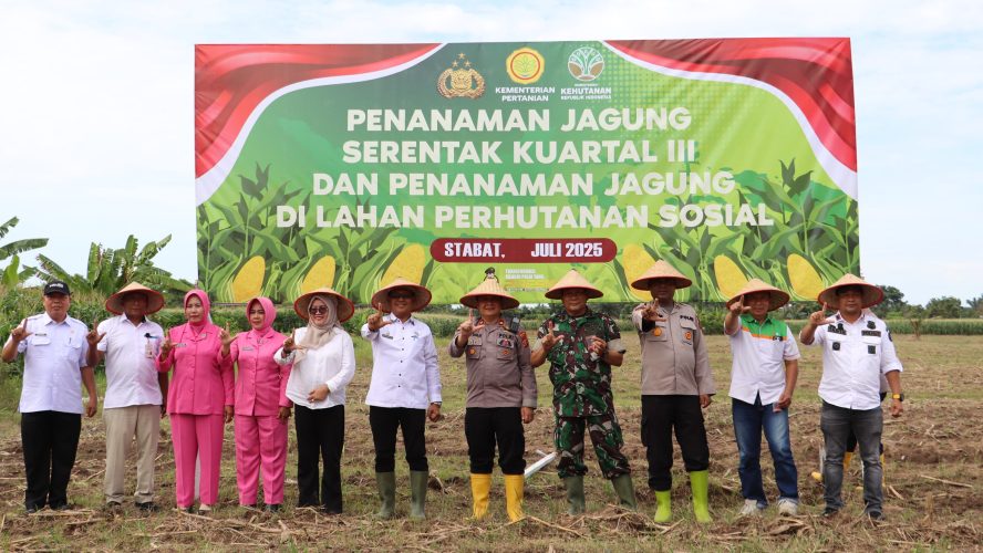 Kapolres Langkat Laksanakan Penanaman Jagung Kuartal III di Lahan Bhayangkara