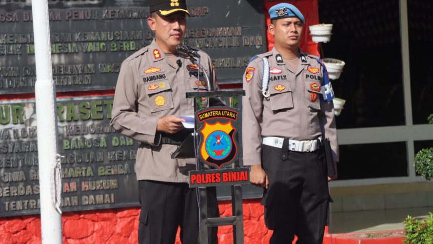 Polres Binjai Lepaskan Personil Yang Memasuki Masa Purna Bhakti Dengan Upacara Tradisi Kepolisian