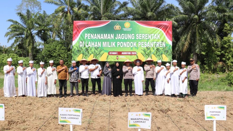 Dukung Program Ketahanan Pangan Nasional, Polres Langkat Lakukan Penanaman Jagung Serentak